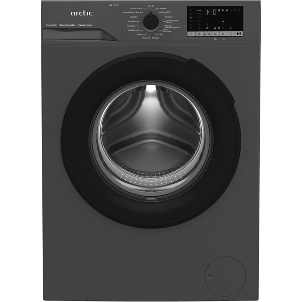 Masina de spalat rufe frontala slim ARCTIC APLM2WFSU28411AS, ExtraSteam, 8 kg, 1400rpm, Clasa A, antracit