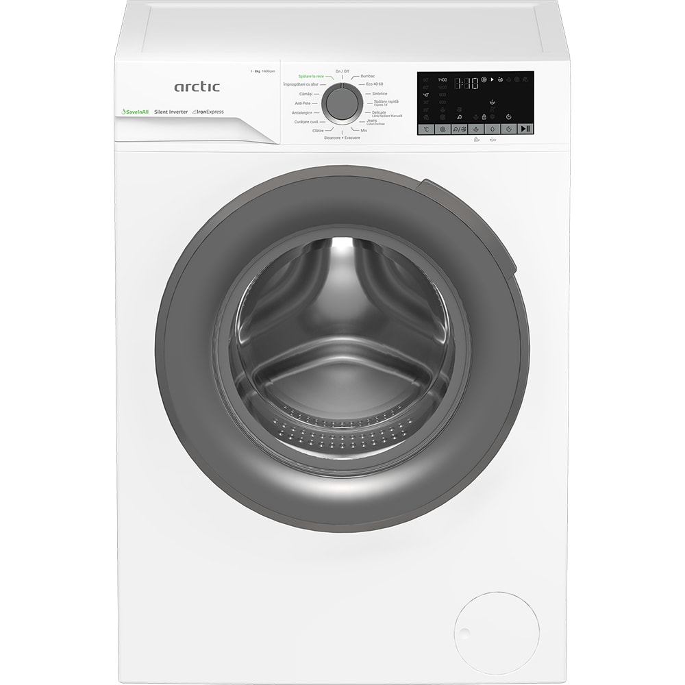 Masina de spalat rufe frontala ARCTIC APLM2WFSU28411WGS, ExtraSteam, 8 kg, 1400rpm, Clasa A, alb