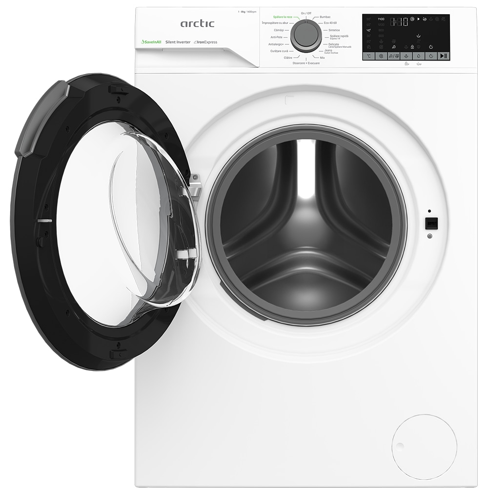 Masina de spalat rufe frontala ARCTIC APLM2WFSU28411WGS, ExtraSteam, 8 kg, 1400rpm, Clasa A, alb