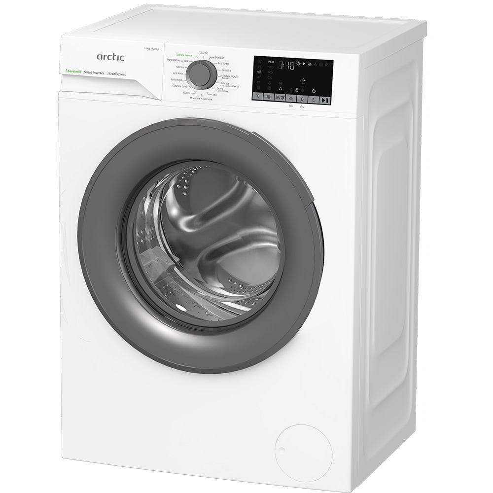 Masina de spalat rufe frontala ARCTIC APLM2WFSU28411WGS, ExtraSteam, 8 kg, 1400rpm, Clasa A, alb