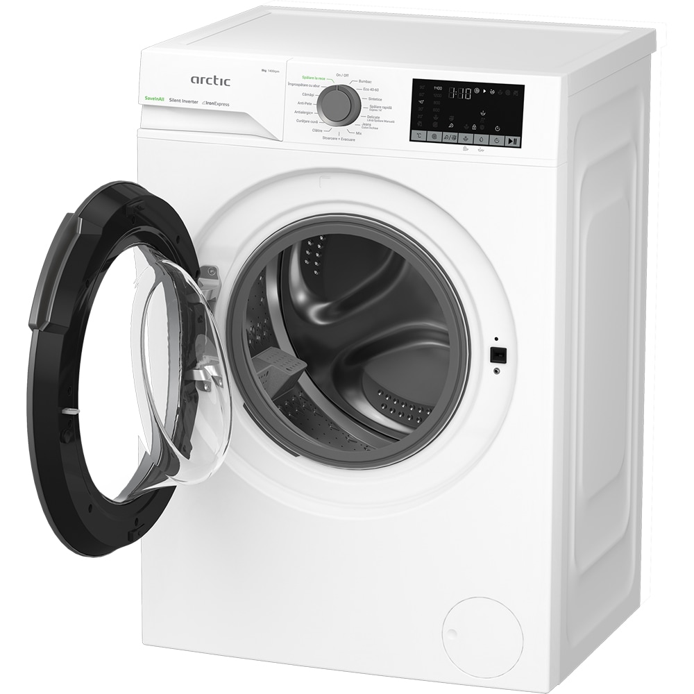 Masina de spalat rufe frontala ARCTIC APLM2WFSU28411WGS, ExtraSteam, 8 kg, 1400rpm, Clasa A, alb