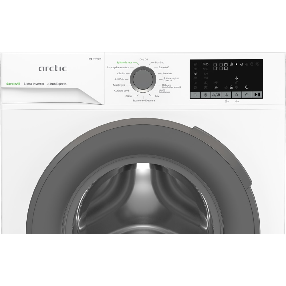 Masina de spalat rufe frontala ARCTIC APLM2WFSU28411WGS, ExtraSteam, 8 kg, 1400rpm, Clasa A, alb