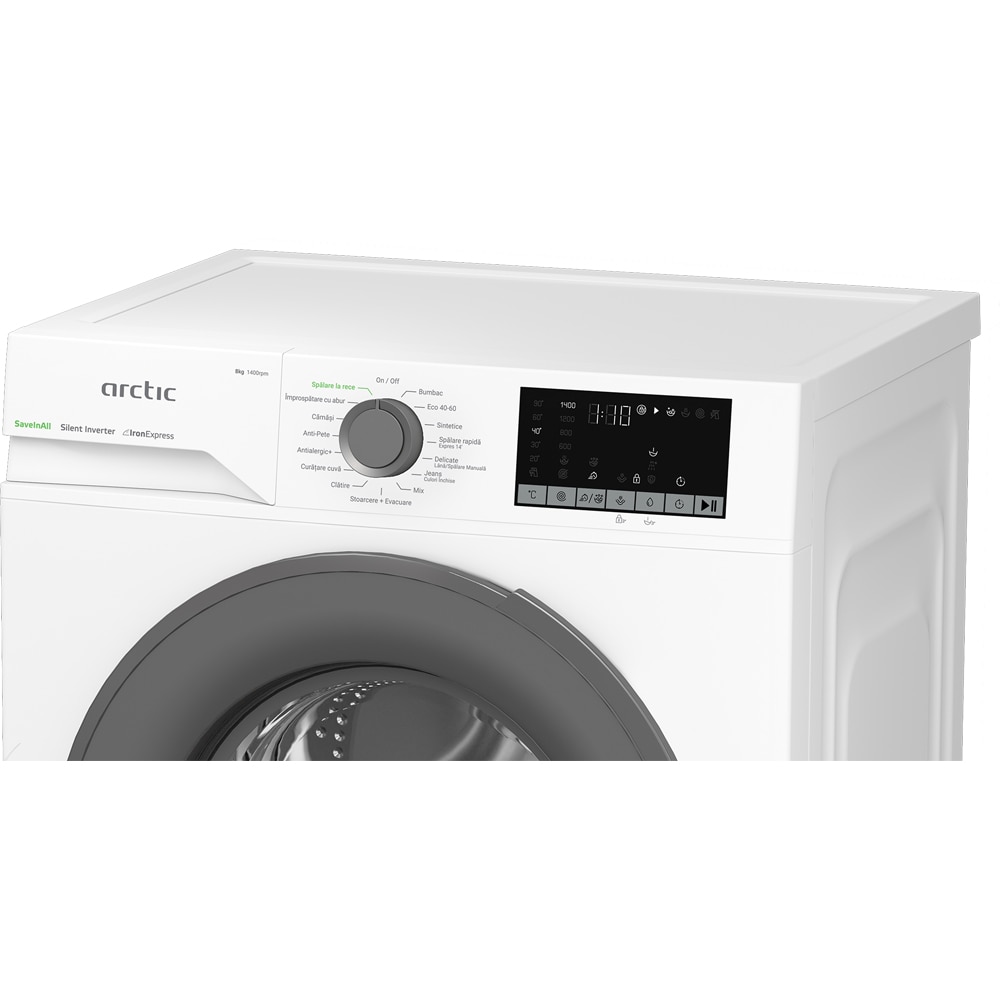 Masina de spalat rufe frontala ARCTIC APLM2WFSU28411WGS, ExtraSteam, 8 kg, 1400rpm, Clasa A, alb