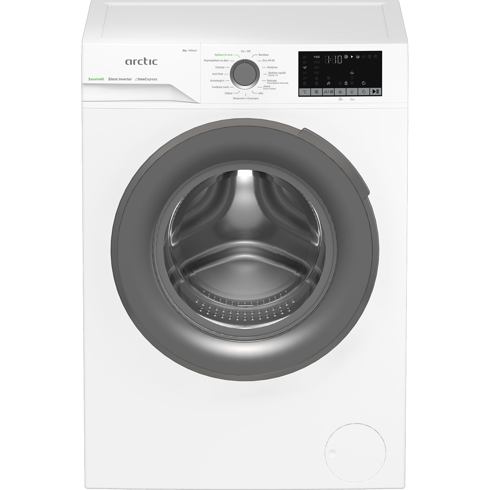 Masina de spalat rufe frontala ARCTIC APLM2WFSU28411WGS, ExtraSteam, 8 kg, 1400rpm, Clasa A, alb