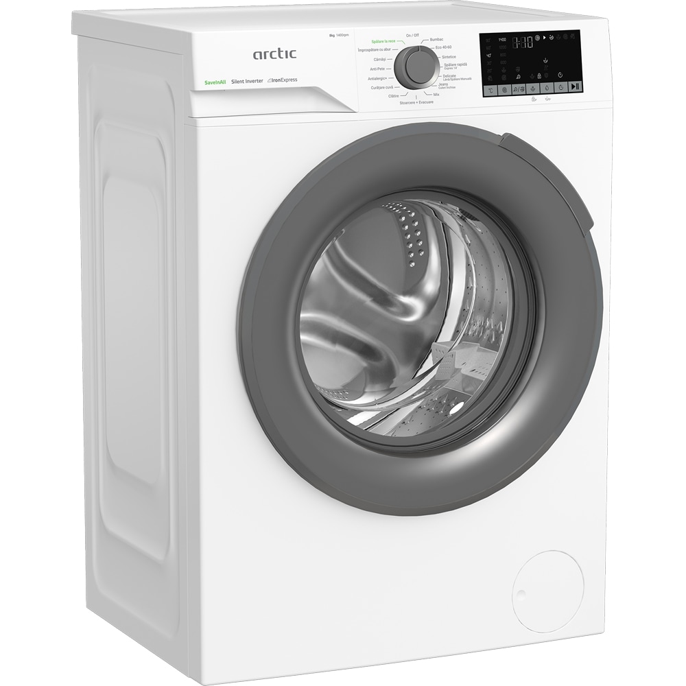 Masina de spalat rufe frontala ARCTIC APLM2WFSU28411WGS, ExtraSteam, 8 kg, 1400rpm, Clasa A, alb