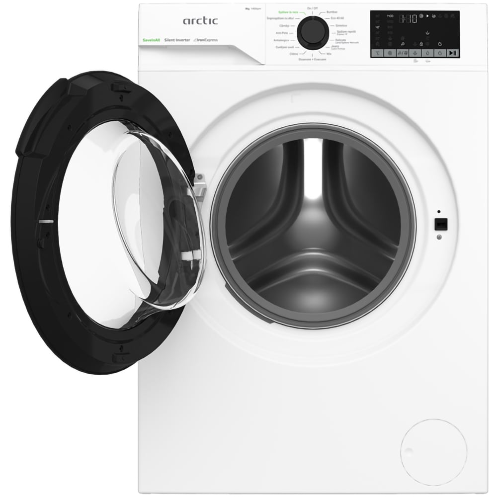 Masina de spalat rufe frontala ARCTIC APLM2WFU28411WB, ExtraSteam, 8 kg, 1400rpm, Clasa A, alb
