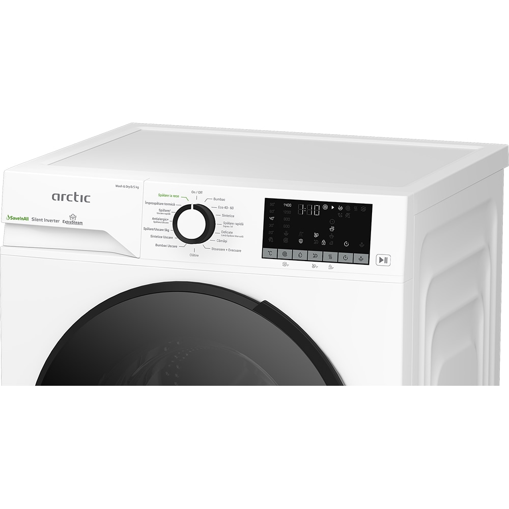 Masina de spalat rufe frontala cu uscator ARCTIC APLM3DFT38442W, 8/5 kg, 1400rpm, Clasa A/D, alb