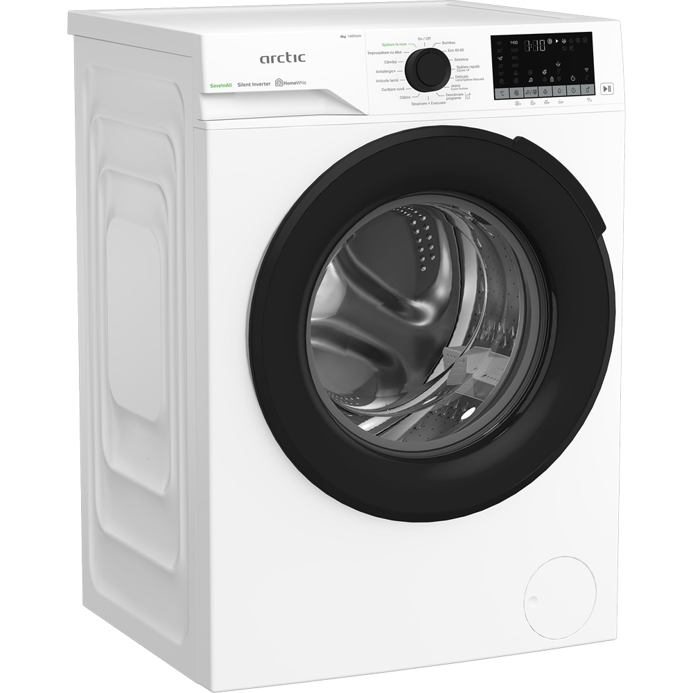 Masina de spalat rufe frontala ARCTIC APLM3WFSU38412W, ExtraSteam, 8 kg, 1400rpm, Clasa A, Wi-Fi, alb