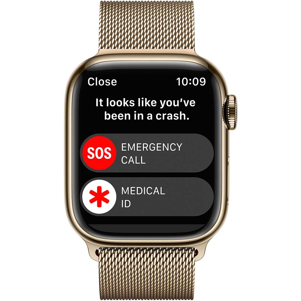 APPLE Watch Series 8, GPS + Cellular, 45mm Gold Stainless Steel Case, Gold Milanese Loop