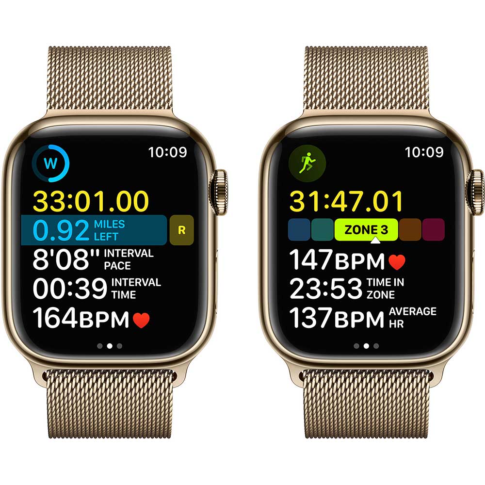 APPLE Watch Series 8, GPS + Cellular, 45mm Gold Stainless Steel Case, Gold Milanese Loop