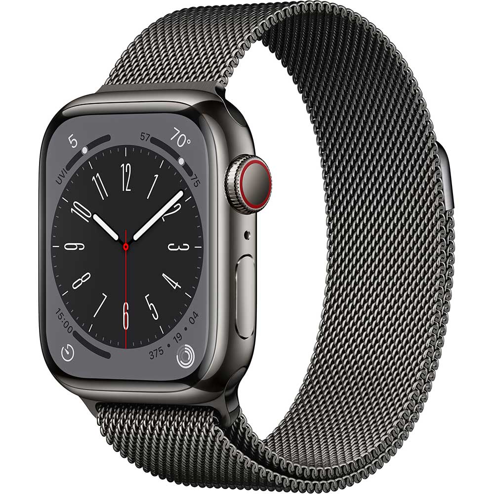 APPLE Watch Series 8, GPS + Cellular, 41mm Graphite Stainless Steel Case, Graphite Milanese Loop