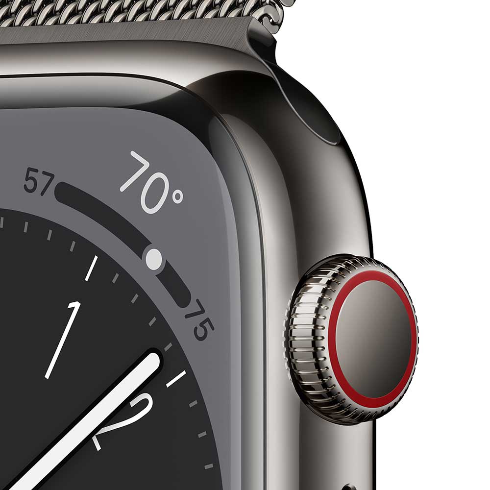 APPLE Watch Series 8, GPS + Cellular, 41mm Graphite Stainless Steel Case, Graphite Milanese Loop