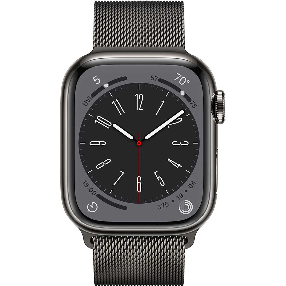 APPLE Watch Series 8, GPS + Cellular, 41mm Graphite Stainless Steel Case, Graphite Milanese Loop