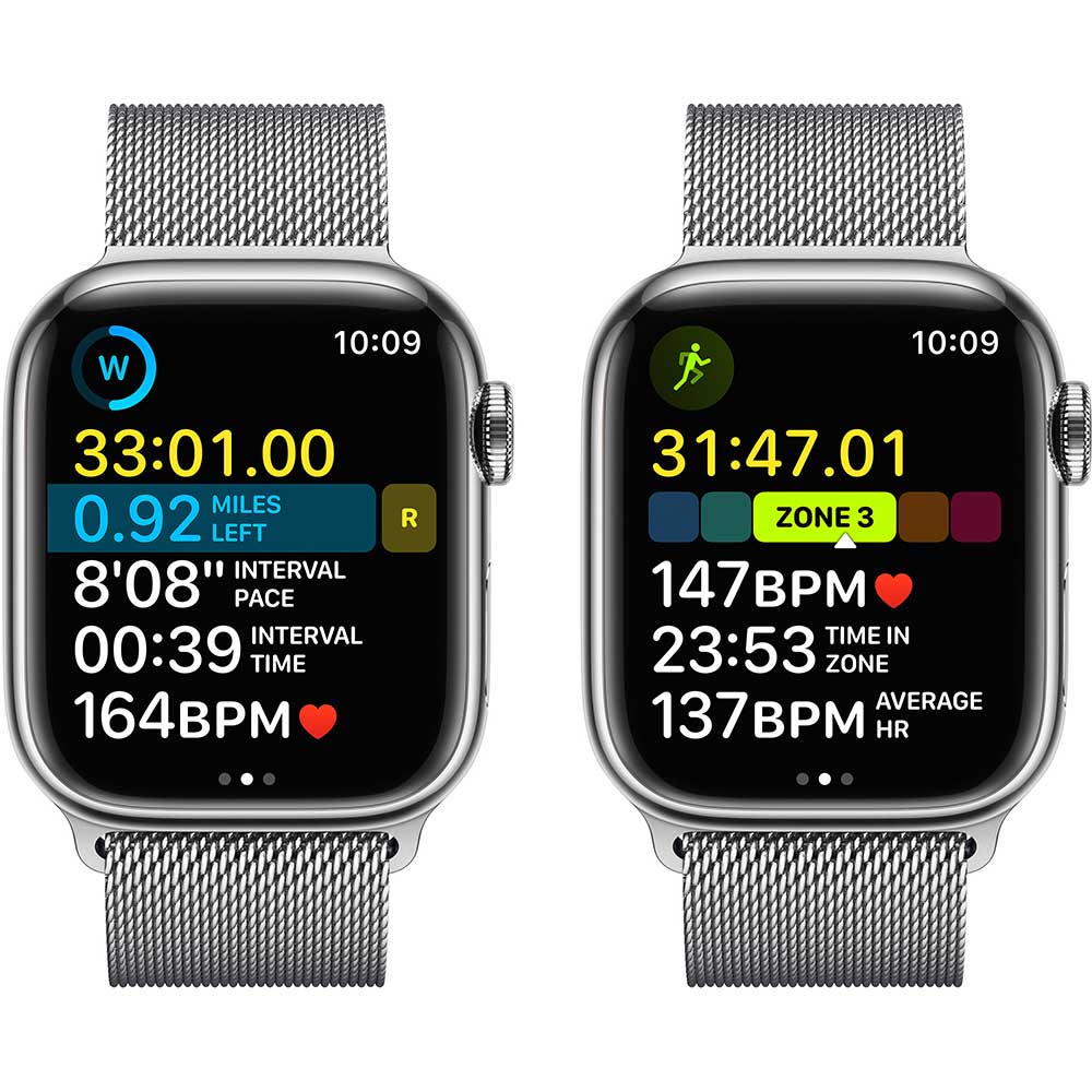 APPLE Watch Series 8, GPS + Cellular, 45mm Silver Stainless Steel Case, Silver Milanese Loop