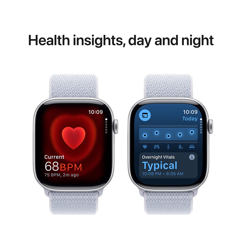 APPLE Watch 10, GPS, 42mm Silver Aluminium Case, Blue Cloud Sport Loop