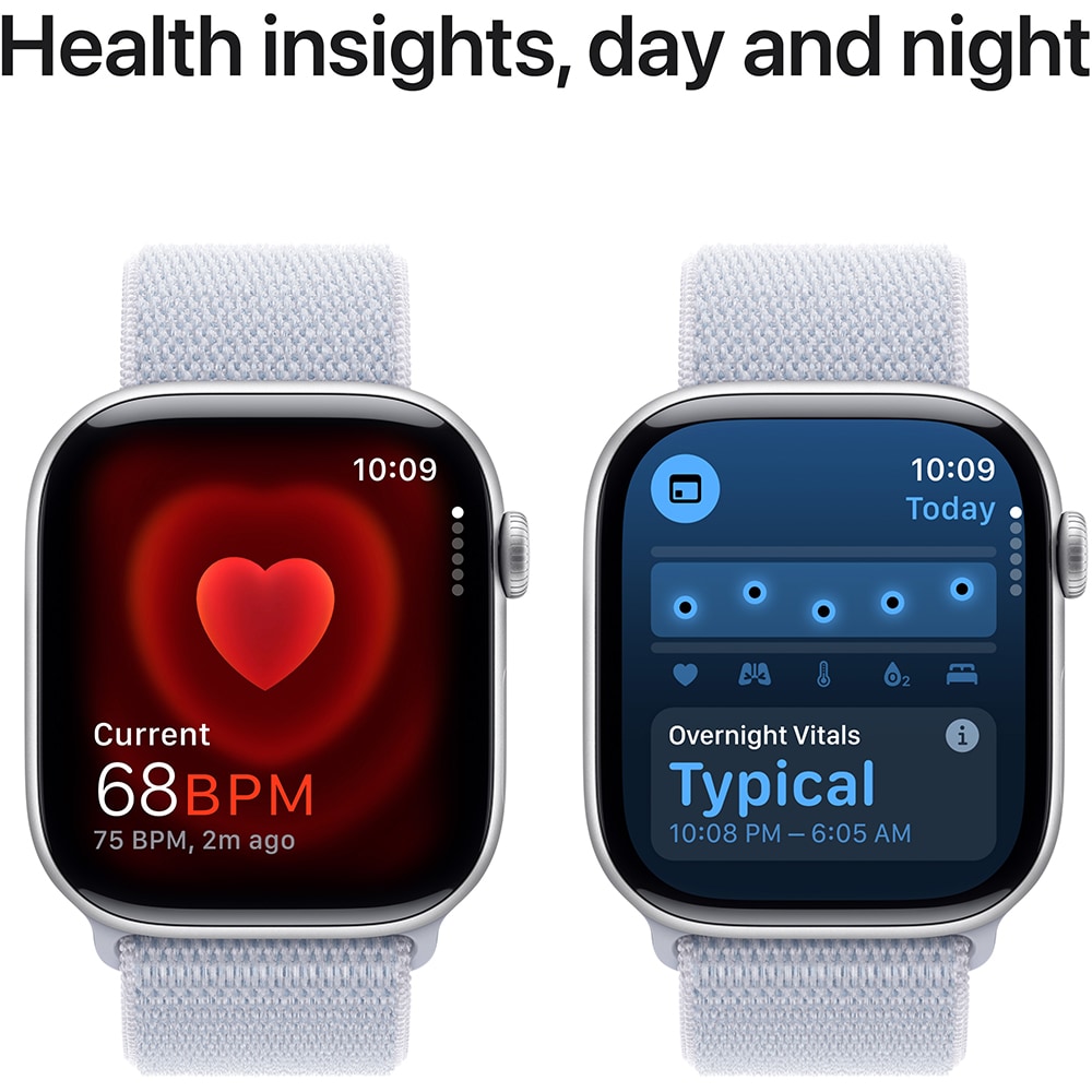 APPLE Watch 10, GPS + Cellular, 42mm, Silver Aluminium Case, Blue Cloud Sport Loop