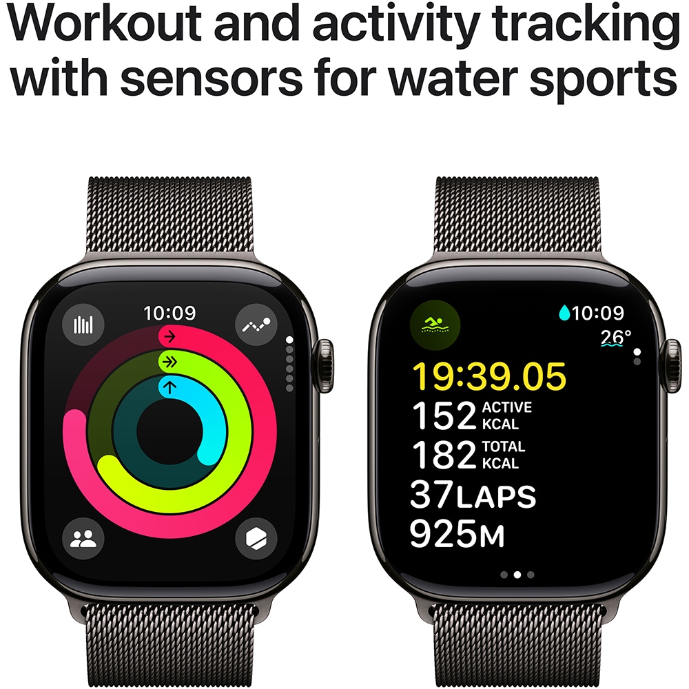 APPLE Watch 10, GPS + Cellular, 42mm, Slate Titan Case, Slate Milanese Loop
