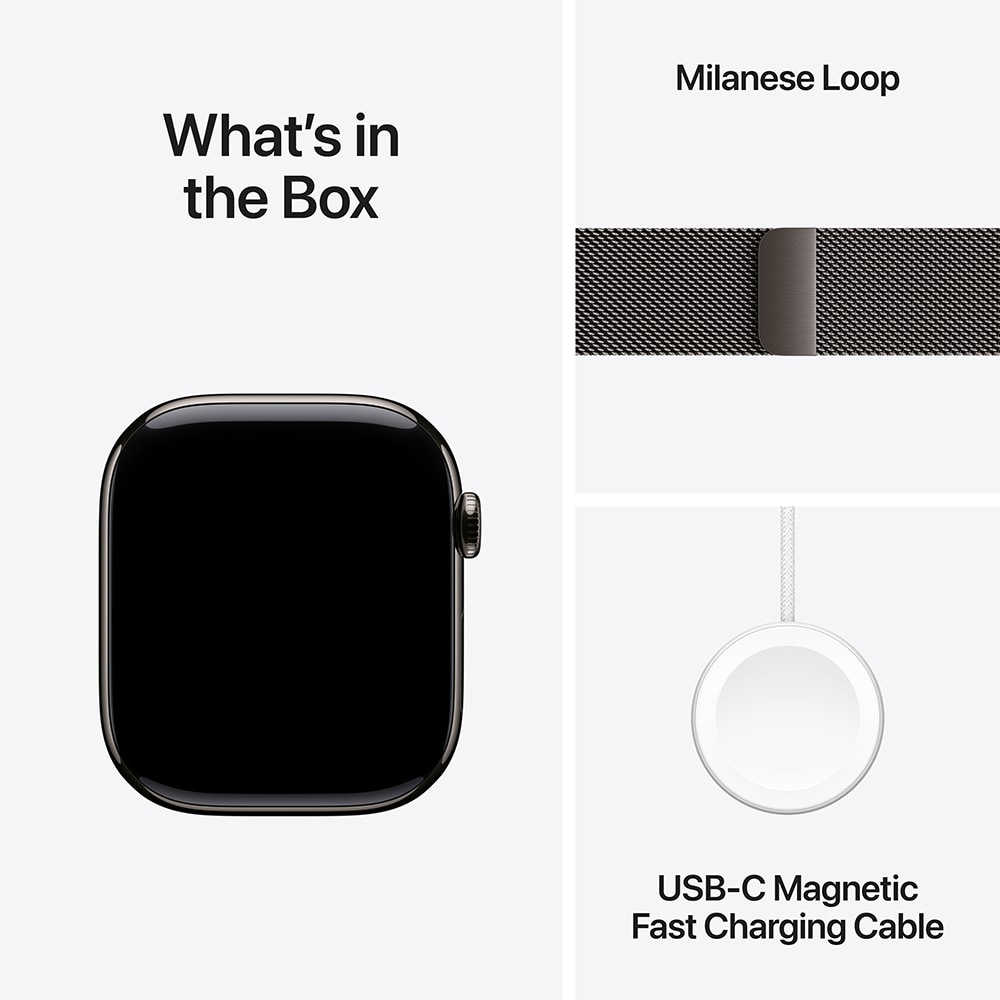 APPLE Watch 10, GPS + Cellular, 42mm, Slate Titan Case, Slate Milanese Loop