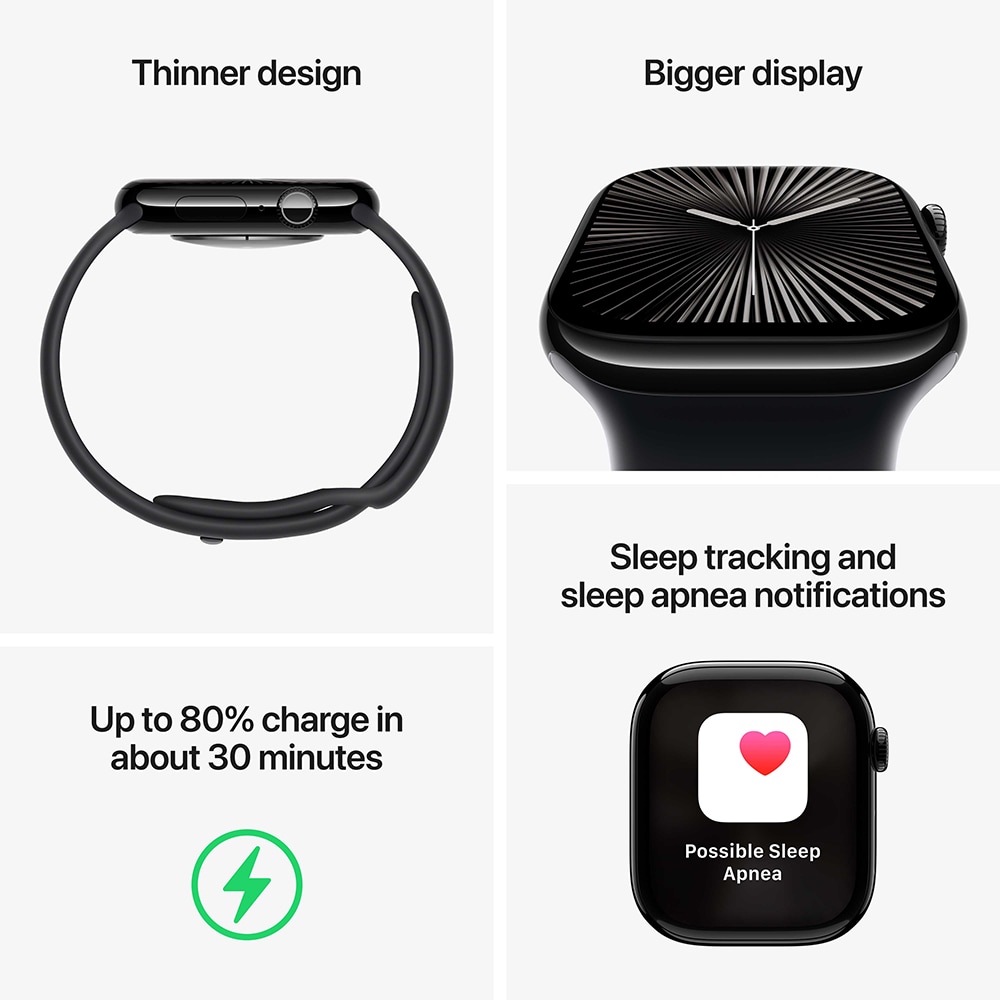APPLE Watch 10, GPS + Cellular, 46mm, Gold Titan Case, Starlight Sport Band - S/M