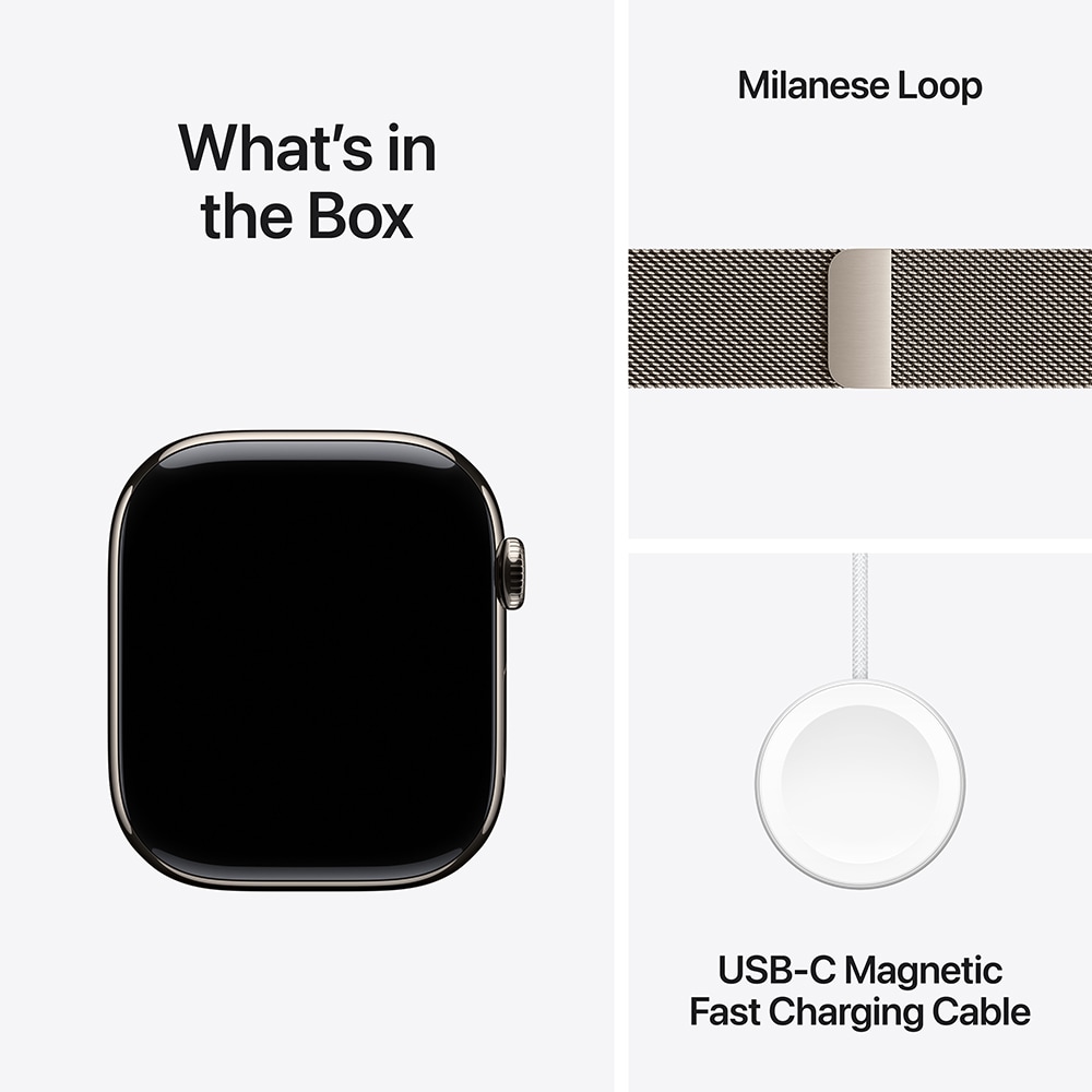 APPLE Watch 10, GPS + Cellular, 46mm Titanium Case, Natural Milanese Loop - M/L