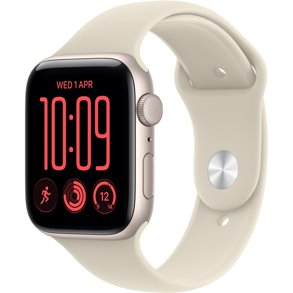 Apple Watch SE 3, GPS, 44mm, Starlight, Aluminium Case, Sand Sport Band - M/L