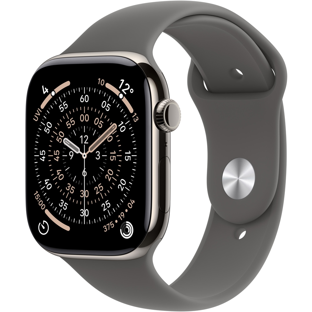 Apple Watch 11, GPS + Cellular, 46 mm, Natural Titanium Case, Stone Grey Sport Band  - S/M