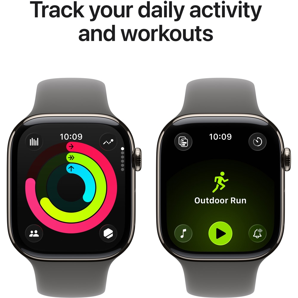 Apple Watch 11, GPS + Cellular, 46 mm, Natural Titanium Case, Stone Grey Sport Band  - S/M