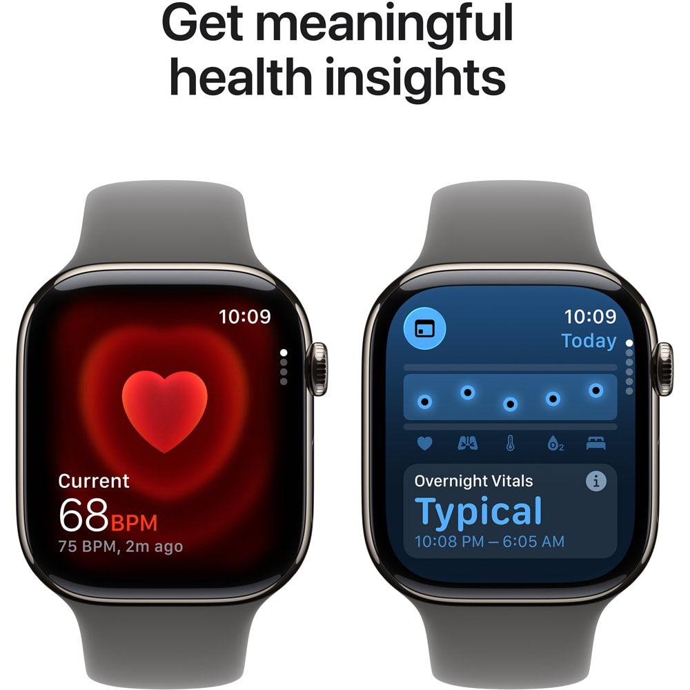 Apple Watch 11, GPS + Cellular, 46 mm, Natural Titanium Case, Stone Grey Sport Band  - S/M