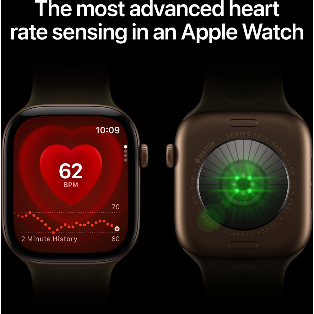 Apple Watch Series 12, GPS, 42mm, Dark Bronze Aluminium Case, Olive Sport Band - M/L
