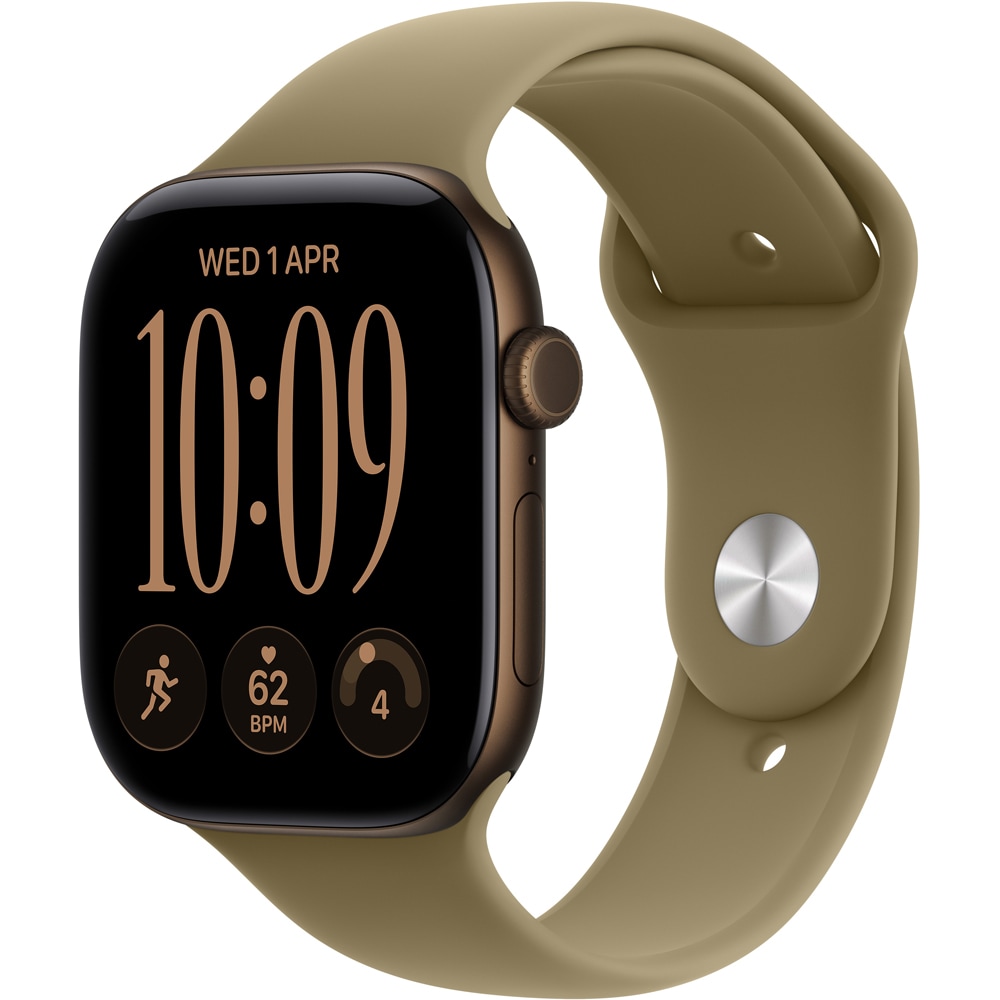 Apple Watch Series 12, GPS + Cellular, 42mm, Dark Bronze Aluminium Case, Olive Sport Band - M/L