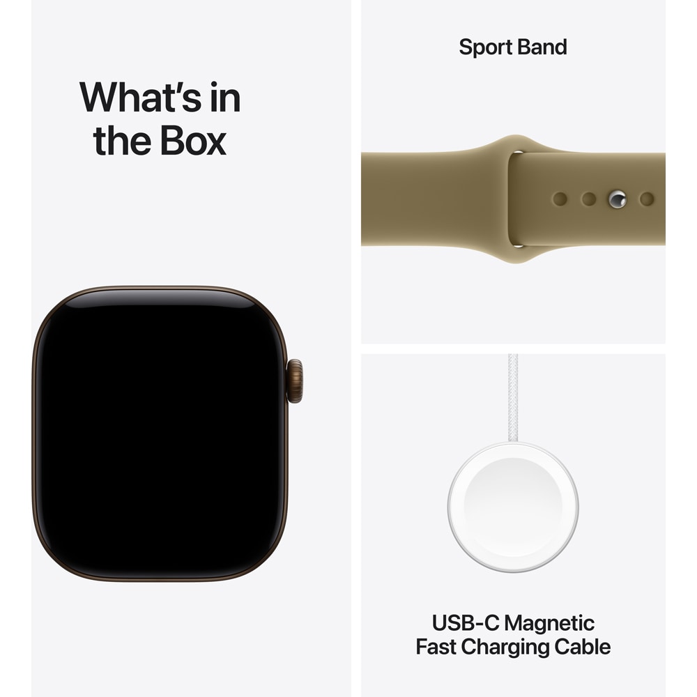 Apple Watch Series 12, GPS + Cellular, 42mm, Dark Bronze Aluminium Case, Olive Sport Band - M/L