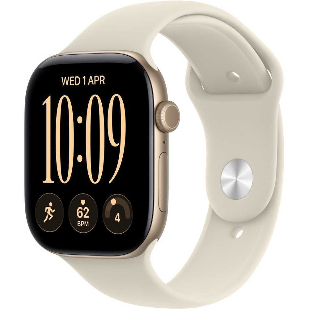 Apple Watch Series 12, GPS, 46mm, Light Gold Aluminium Case, Sand Sport Band - M/L