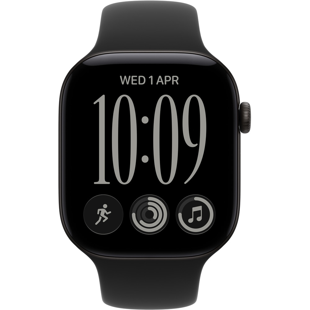 Apple Watch Series 12, GPS + Cellular, 46mm, Black Aluminium Case, Black Sport Band - M/L
