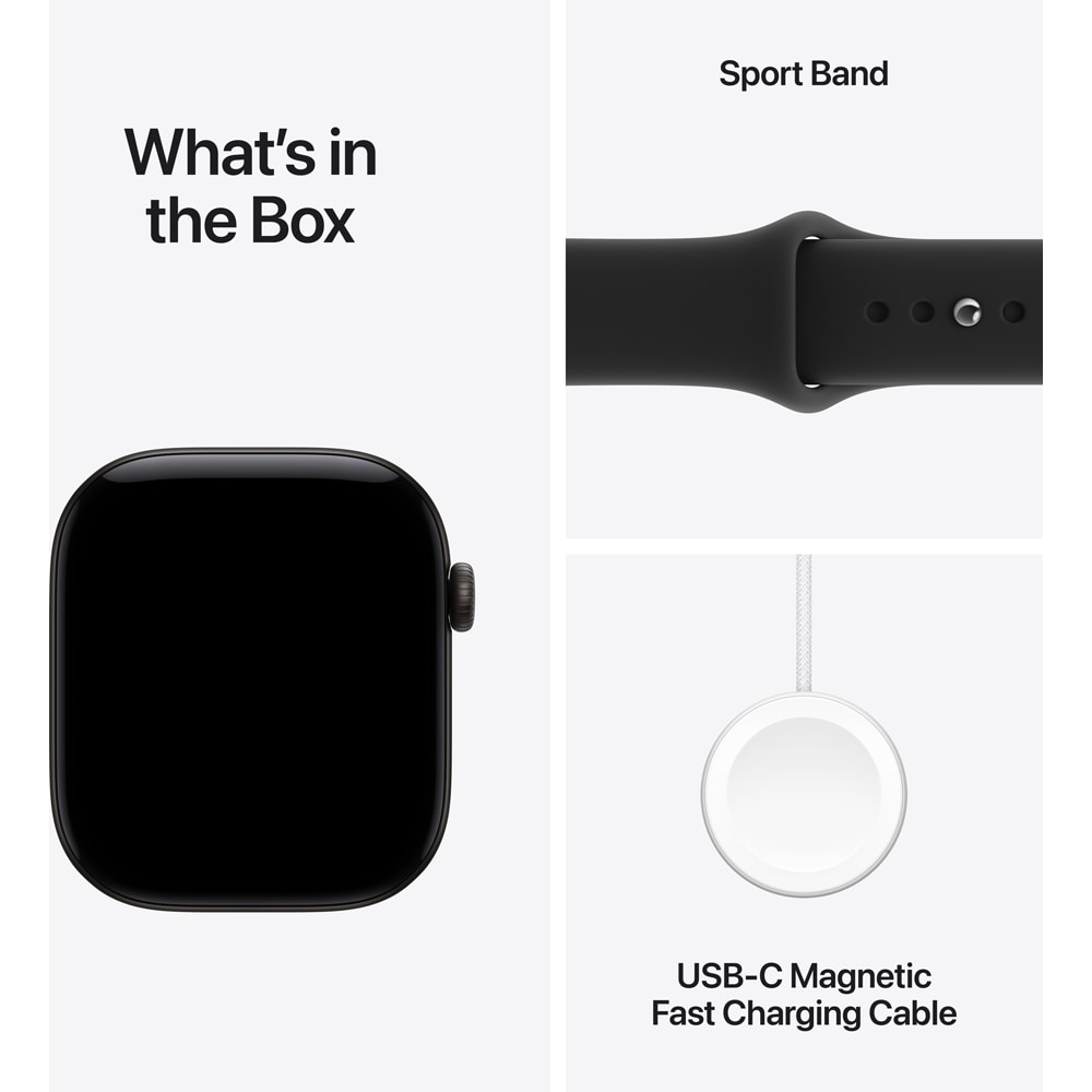 Apple Watch Series 12, GPS + Cellular, 46mm, Black Aluminium Case, Black Sport Band - M/L