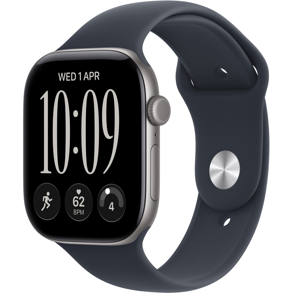 Apple Watch Series 12, GPS + Cellular, 46mm, Space Grey Aluminium Case, Navy Blue Sport Band - M/L