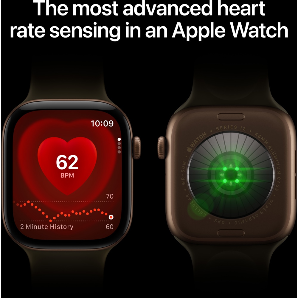Apple Watch Series 12, GPS + Cellular, 46mm, Space Grey Aluminium Case, Navy Blue Sport Band - M/L