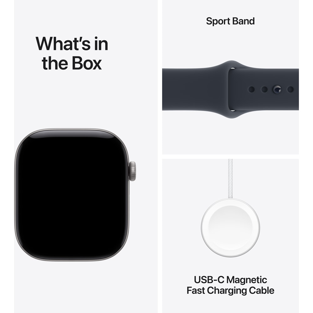 Apple Watch Series 12, GPS + Cellular, 46mm, Space Grey Aluminium Case, Navy Blue Sport Band - M/L