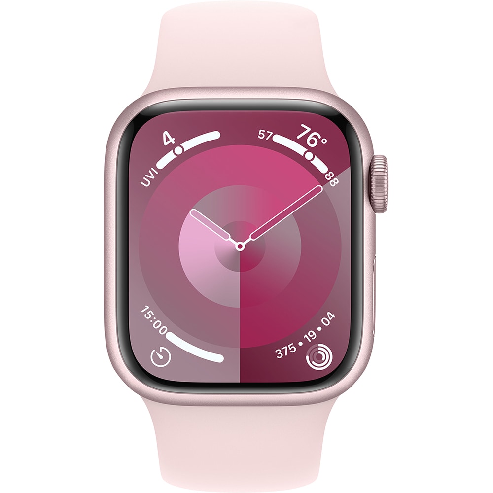 APPLE Watch Series 9, GPS, 45mm Pink Aluminium Case, Light Pink Sport Band - M/L