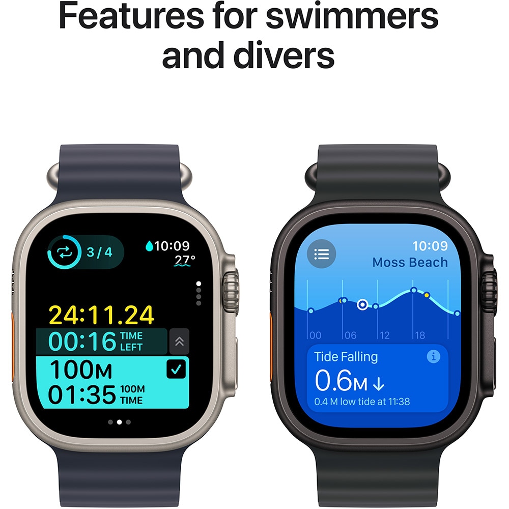 APPLE Watch Ultra 2, GPS + Cellular, 49mm, Black Titanium Case, Ocean Black Band