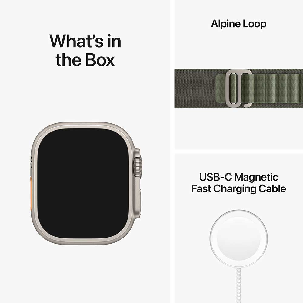 APPLE Watch Ultra Cellular, 49mm Titanium Case, Small Green Alpine Loop