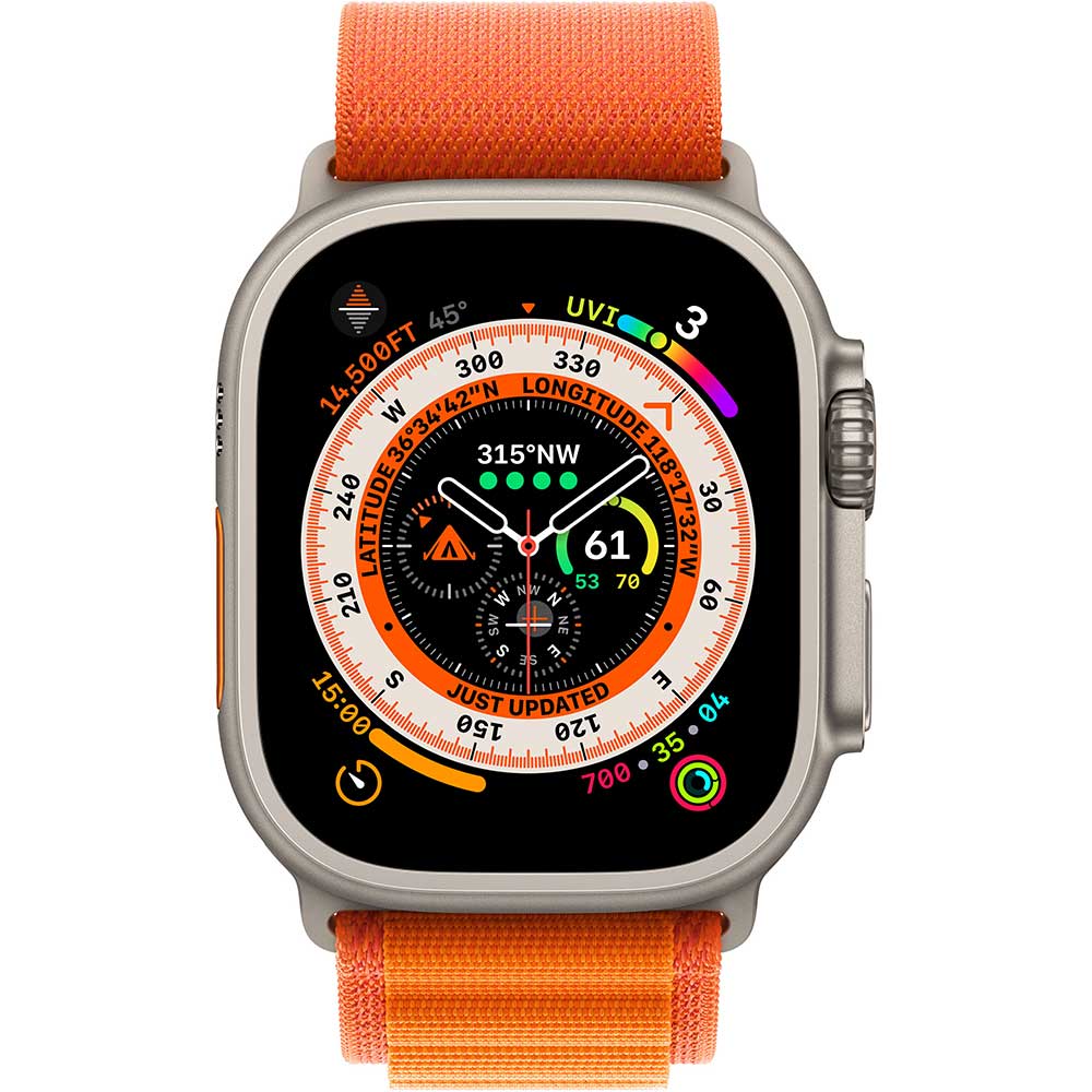 APPLE Watch Ultra Cellular, 49mm Titanium Case, Large Orange Alpine Loop