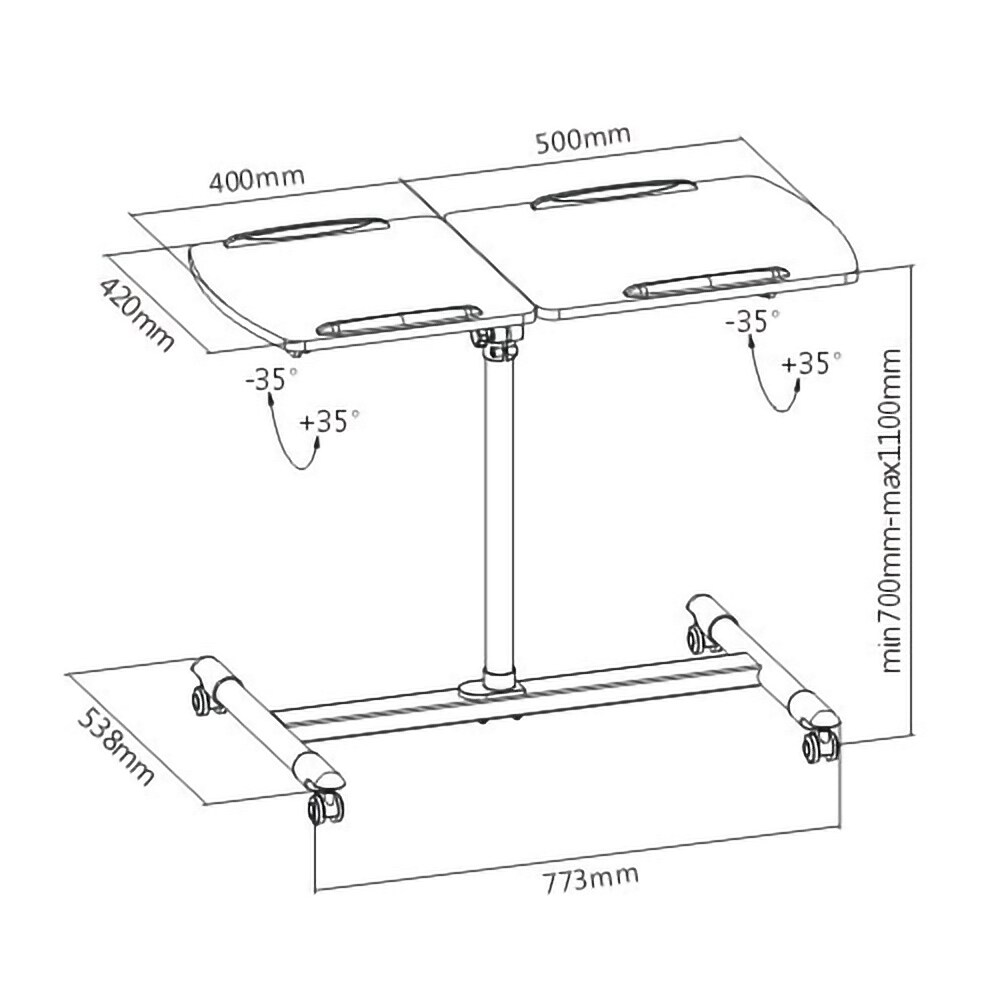 Masa videoproiector BLACKMOUNT BM-TS5A, inaltime reglabila, alb