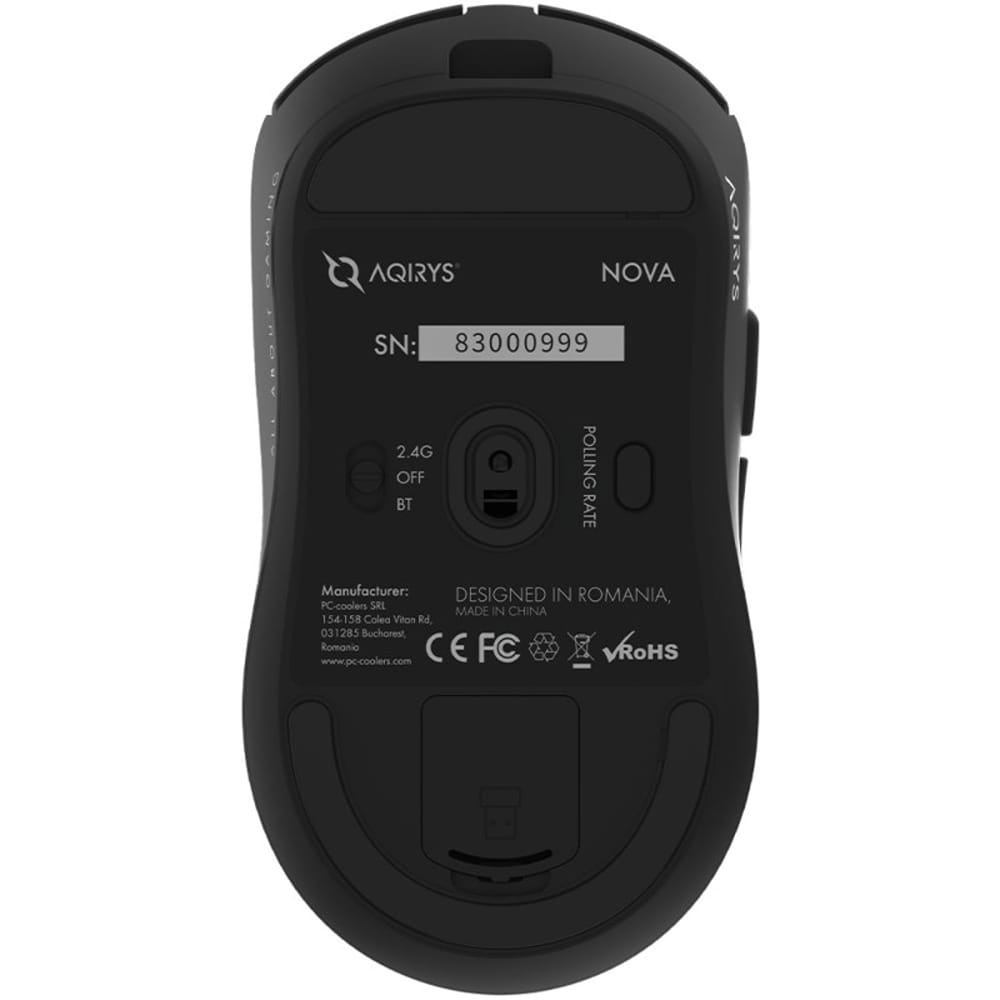 Mouse Gaming Wireless AQIRYS Nova, 30000 dpi, negru