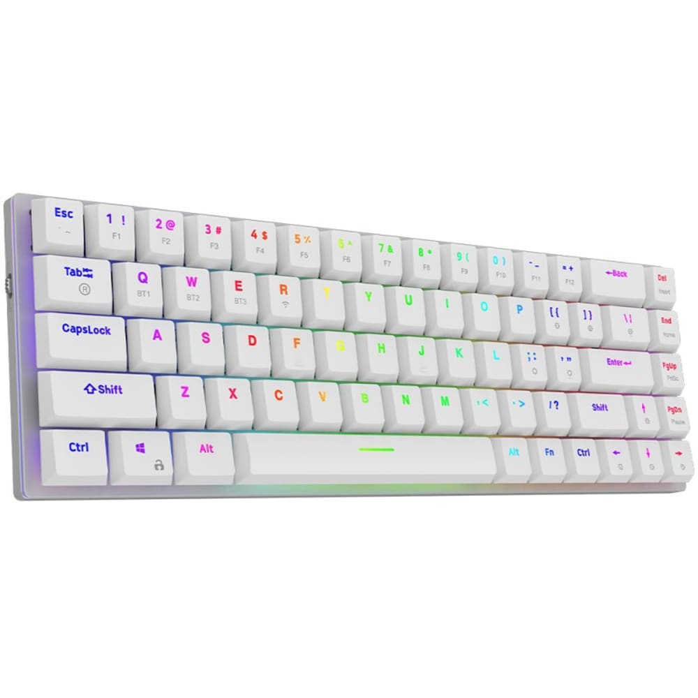 Tastatura Gaming Wireless mecanica AQIRYS Agena, Bluetooth, USB, Layout US, alb