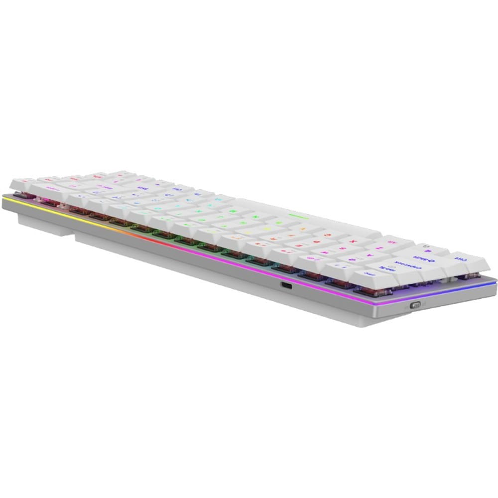 Tastatura Gaming Wireless mecanica AQIRYS Agena, Bluetooth, USB, Layout US, alb