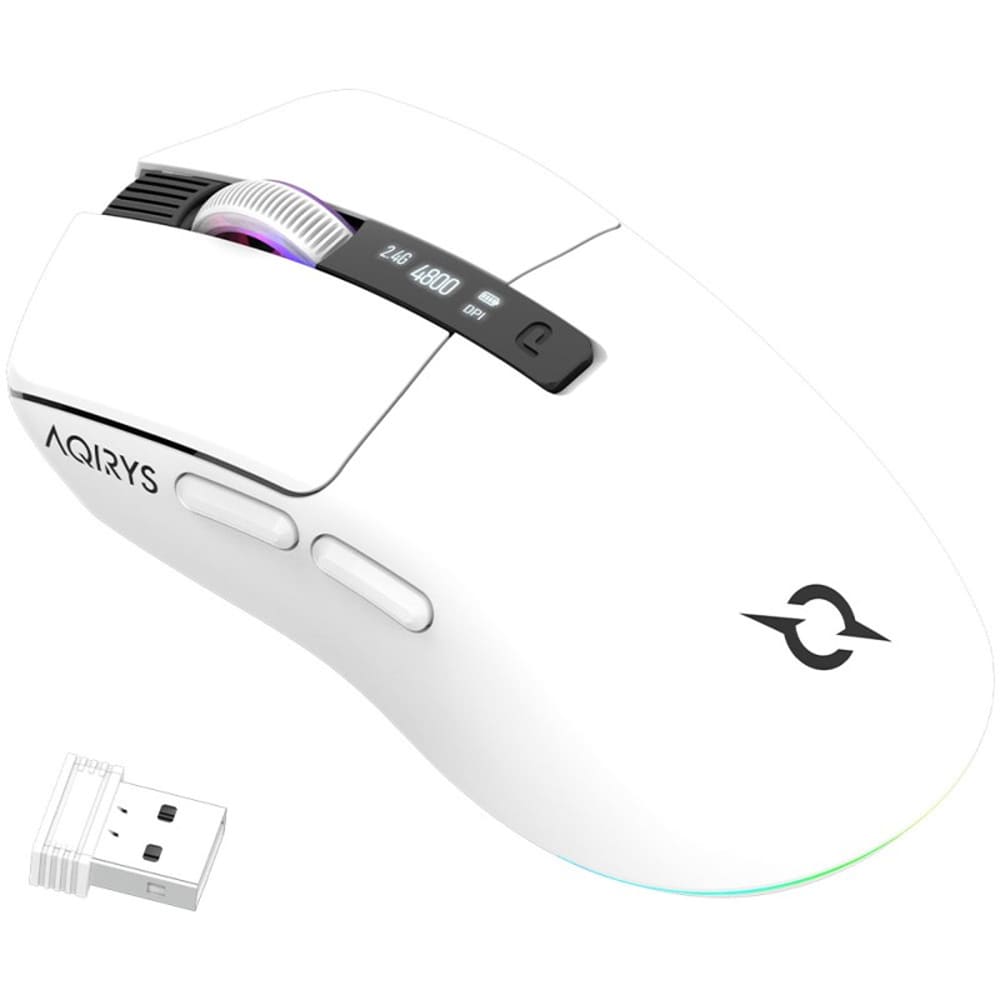 Mouse Gaming Wireless AQIRYS M2, 12000 dpi, alb