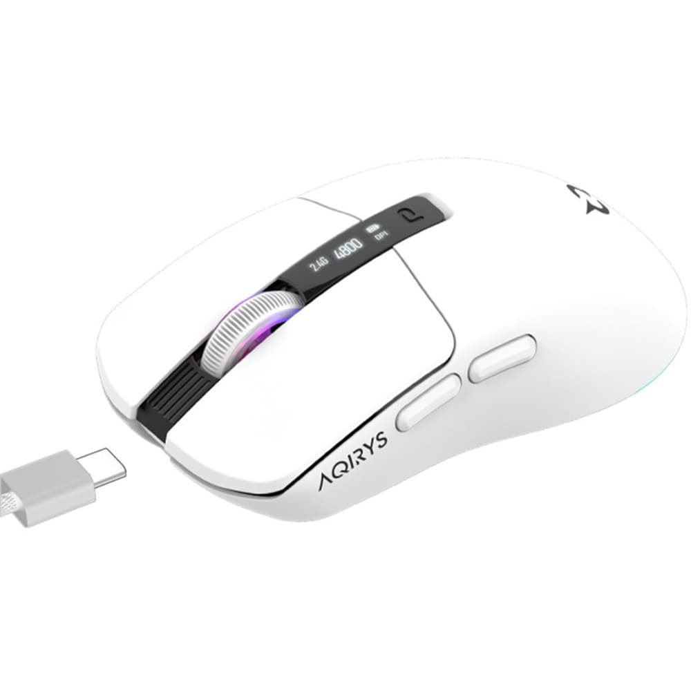 Mouse Gaming Wireless AQIRYS M2, 12000 dpi, alb