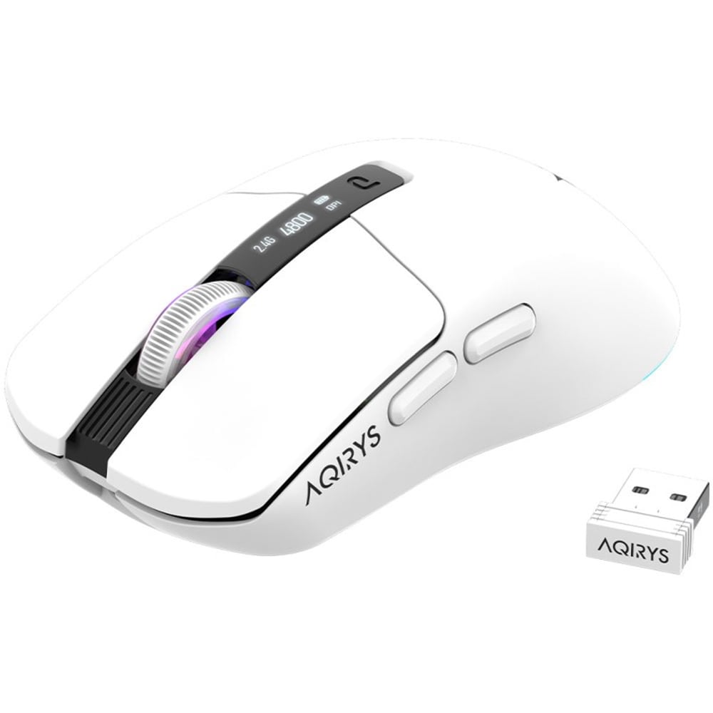 Mouse Gaming Wireless AQIRYS M2, 12000 dpi, alb