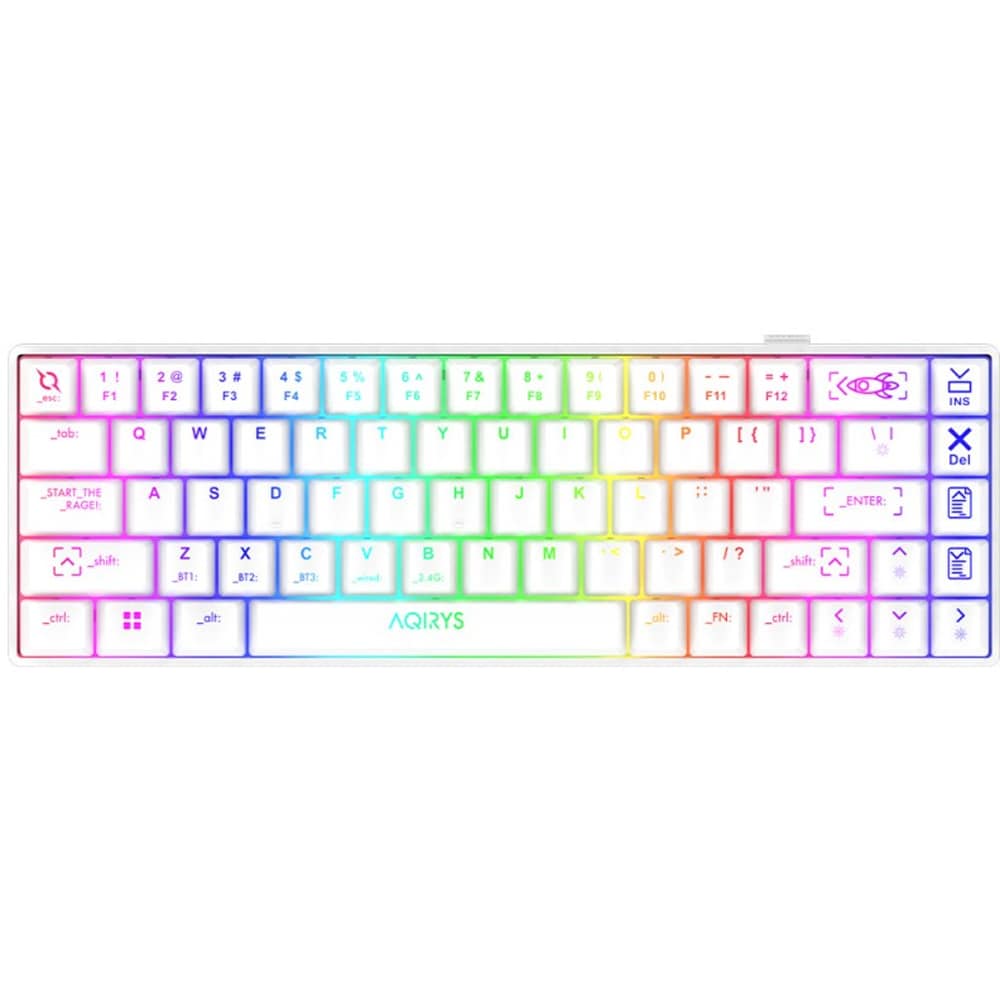Tastatura Gaming Wireless mecanica AQIRYS Mira 2.0, Bluetooth, USB, Layout US, alb