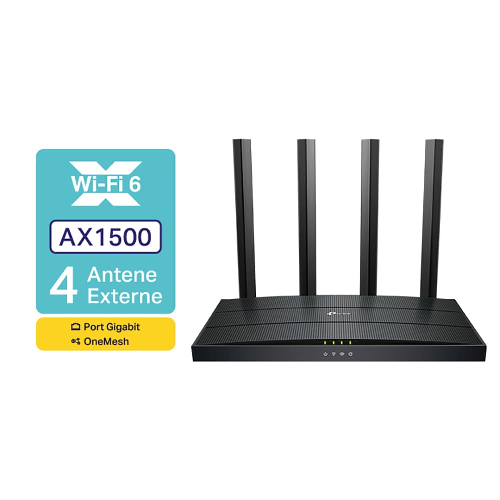 Router Wireless Gigabit TP-LINK Archer AX17, AX1500, Wi-Fi 6, Dual Band 300 + 1201 Mbps, negru